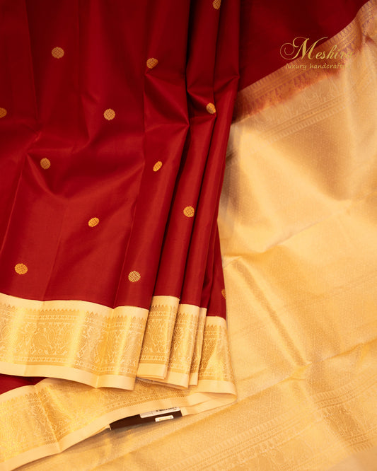 Opulent Maroon Kanchivaram Silk saree with Gold Zari