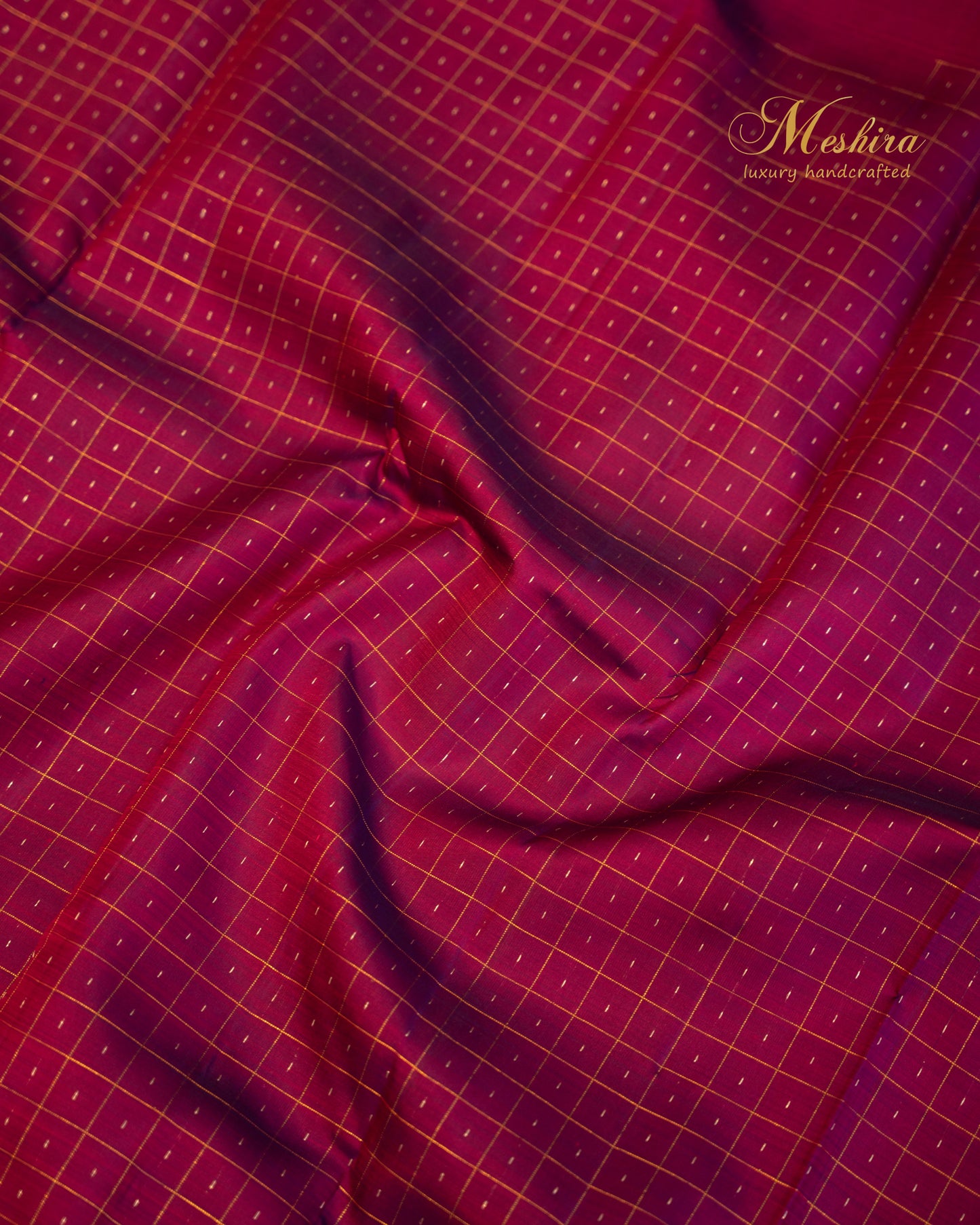 Elegant Purple Kanchivaram silk saree Draped in Burnt Orange Zari