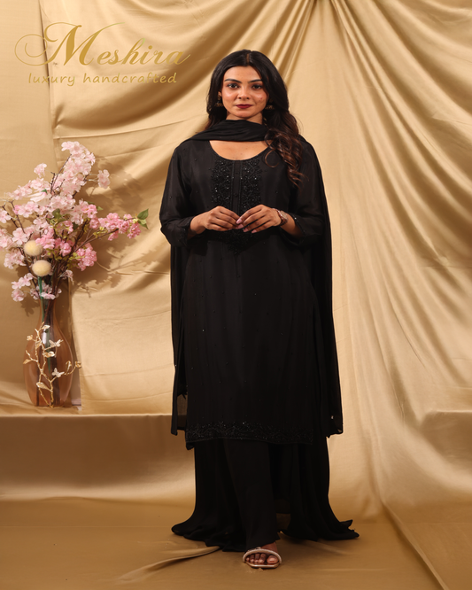 Alluring Black Handcrafted Sharara