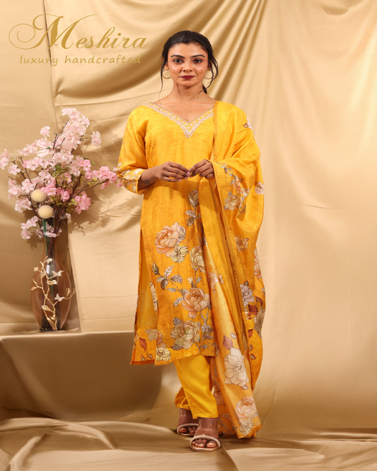 Radiant Yellow Floral Printed Kurta Set