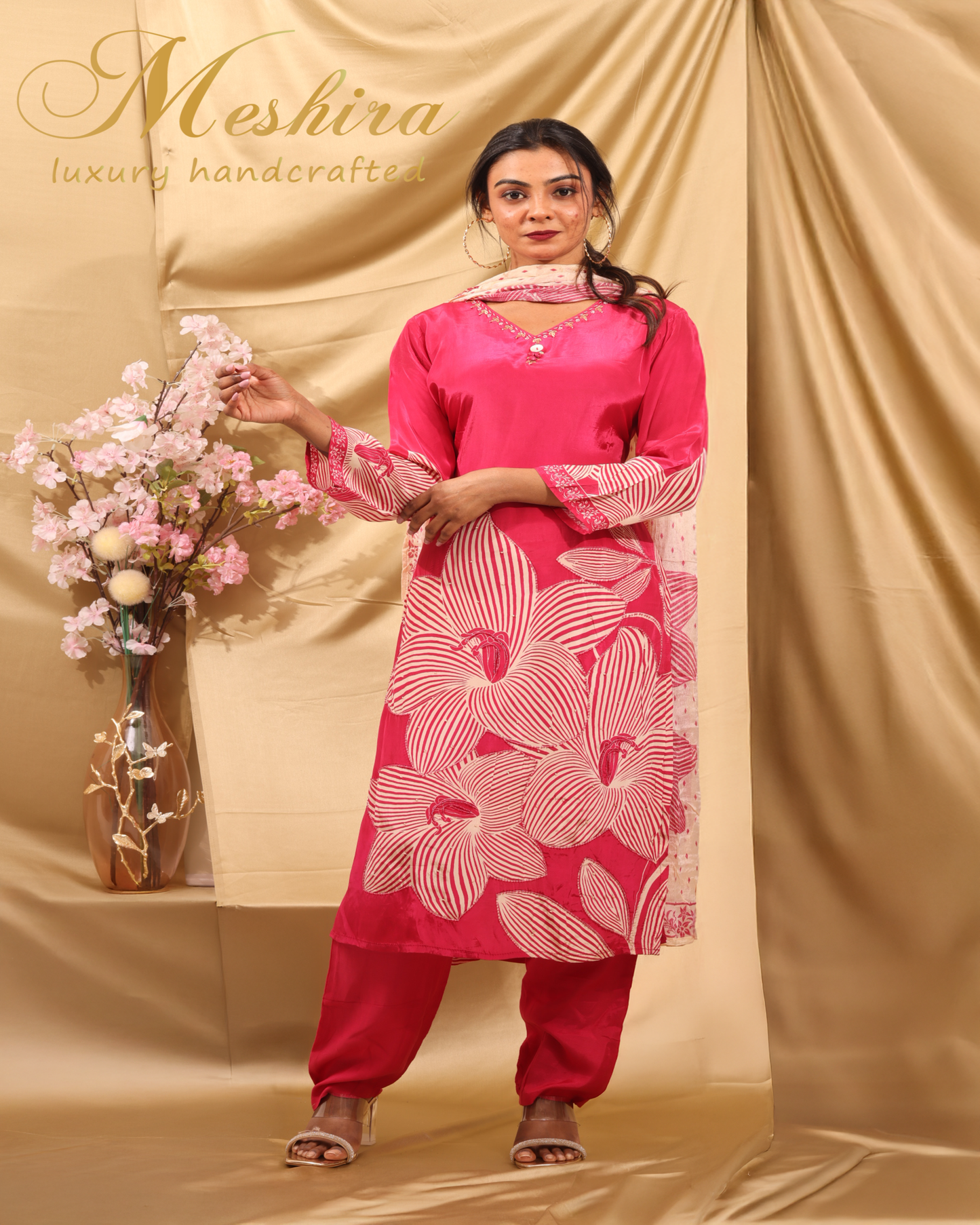 Fuchsia Floral Kurta Set