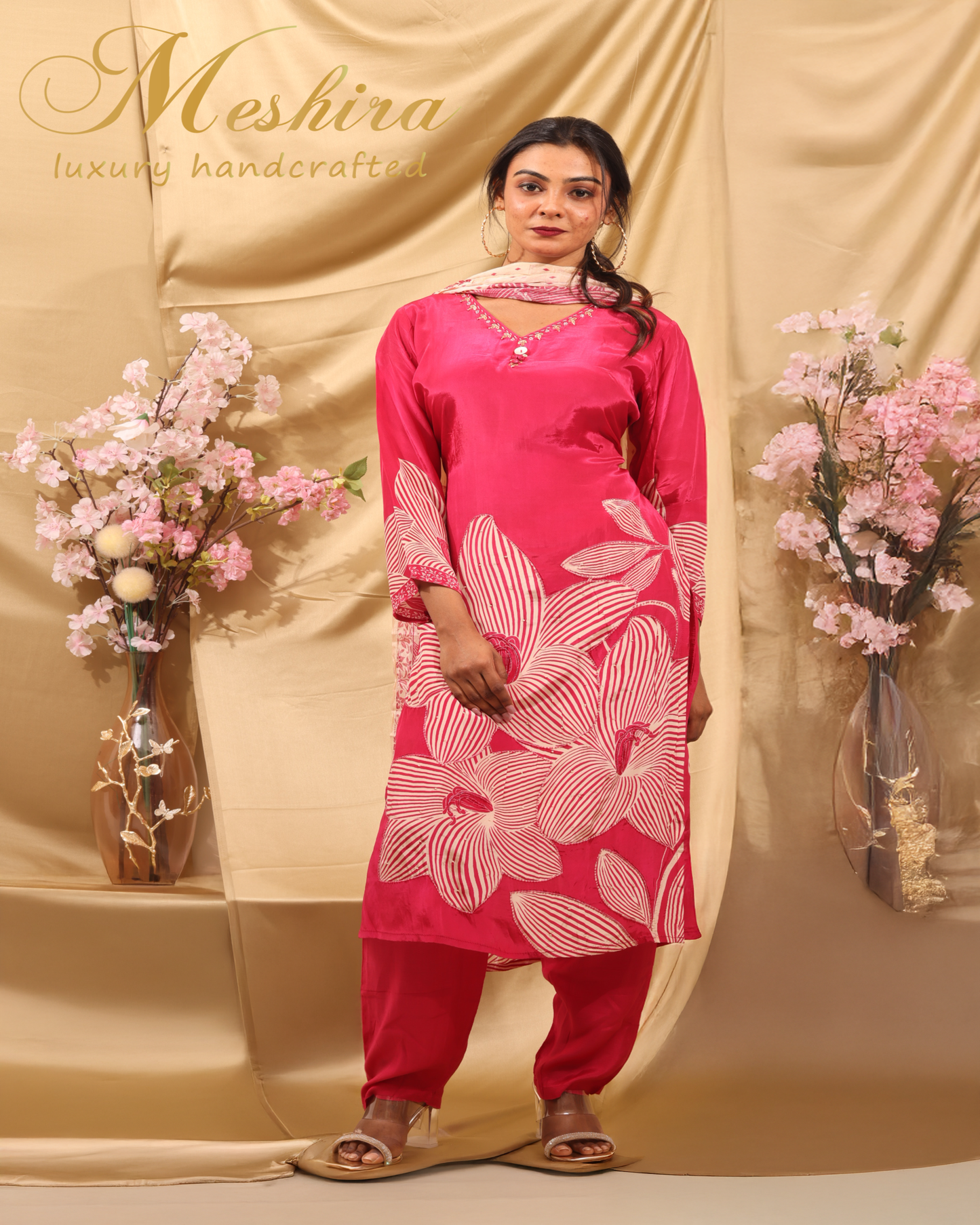 Fuchsia Floral Kurta Set