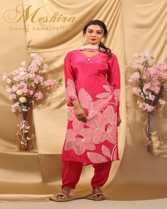 Fuchsia Floral Kurta Set