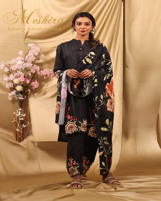 Bold Florals on Classic Black