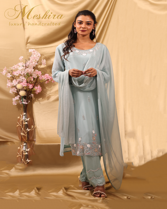 Misty Blue Embroidered Kurta Set