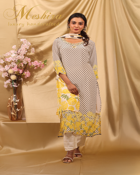 Dotted Elegance with Floral Pop