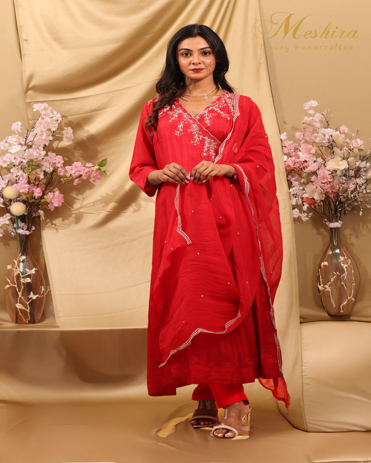 Scarlet Charm with Silver Threads