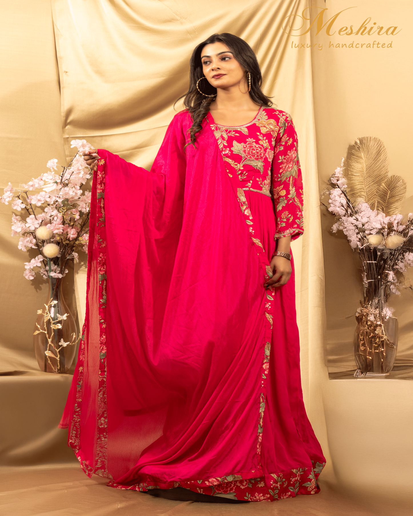 Crimson Grace Floral Anarkali