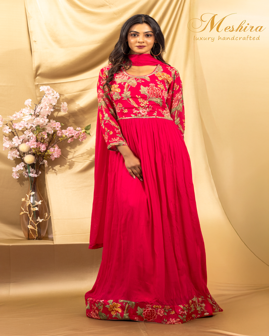 Crimson Grace Floral Anarkali