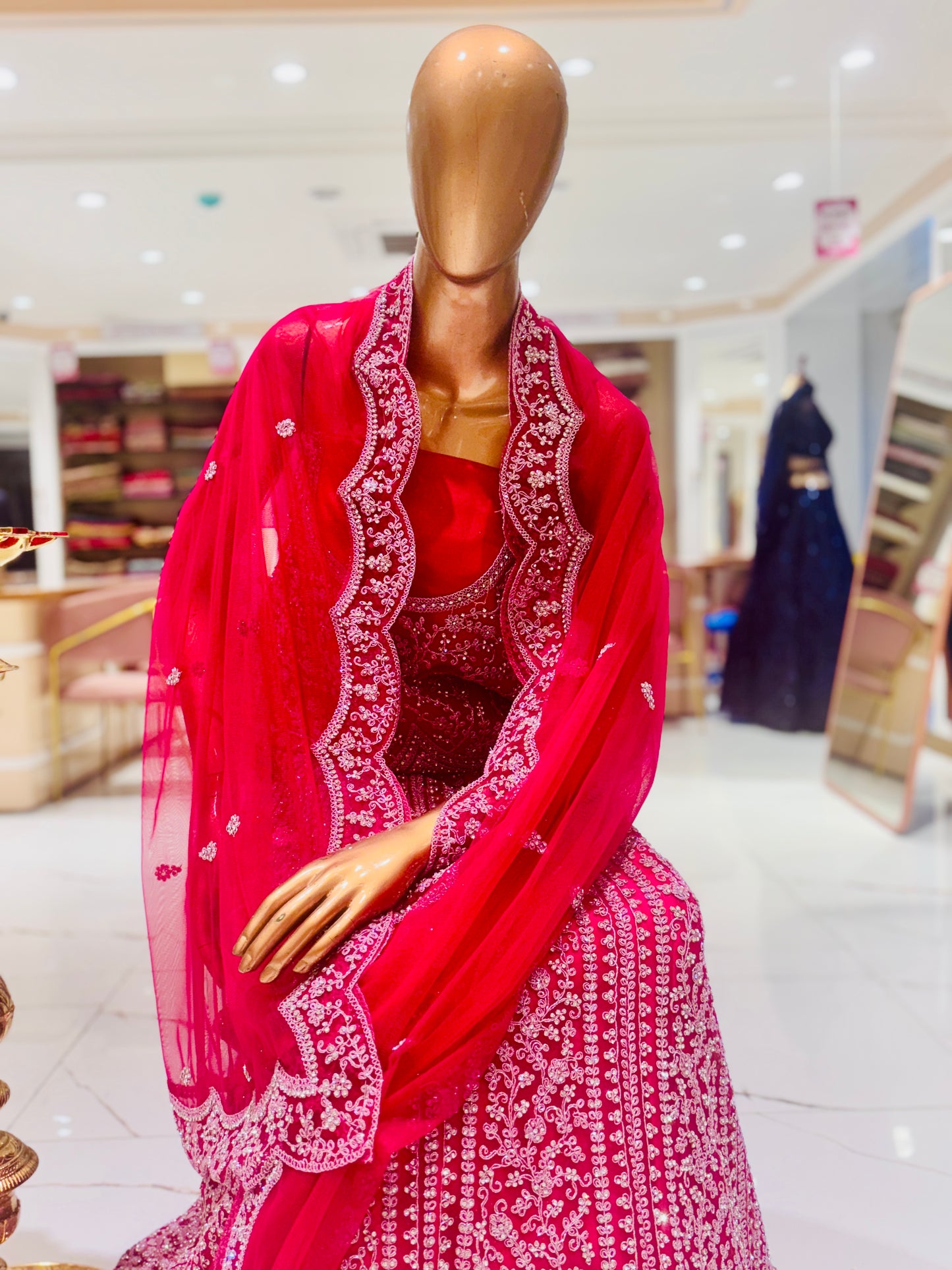 Rani pink bridal embroidered lehengas