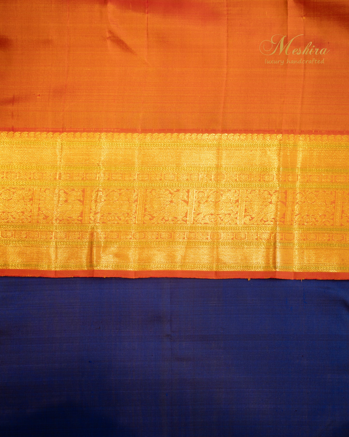 Royal blue and gold Kanchivaram Silk Saree.
