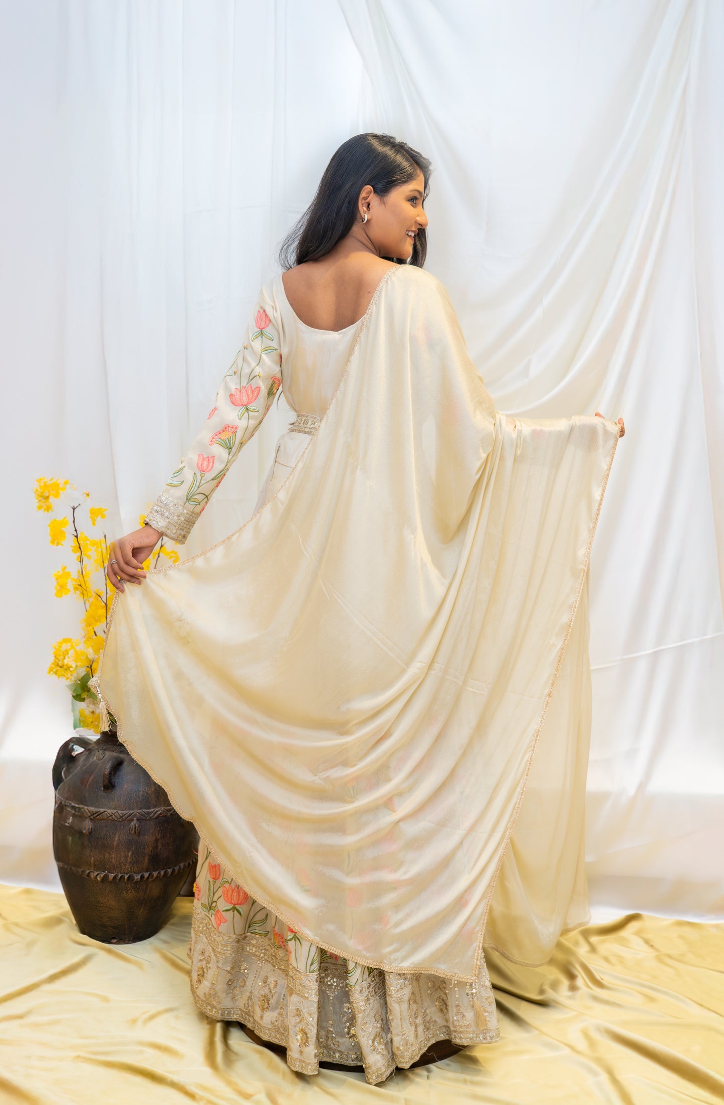 Elegant White Embroidered Gown