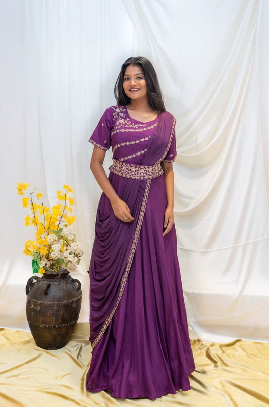 Violet Embroidered Gown