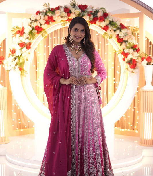 Gorgeous pink double shaded Anarkali