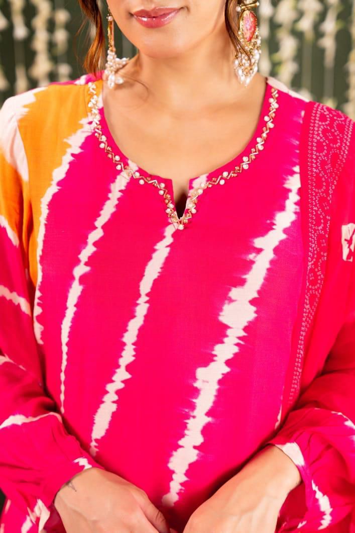 Vibrant Bandhani Kurta Set