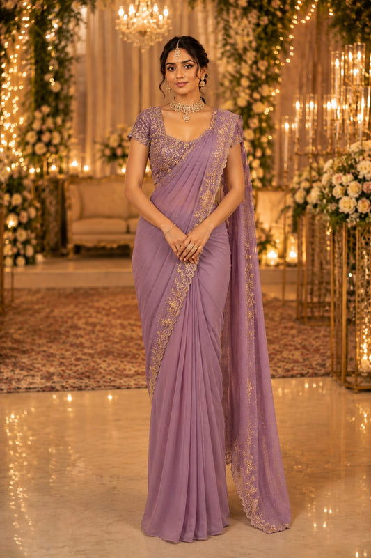 Elegant Lavender designer saree