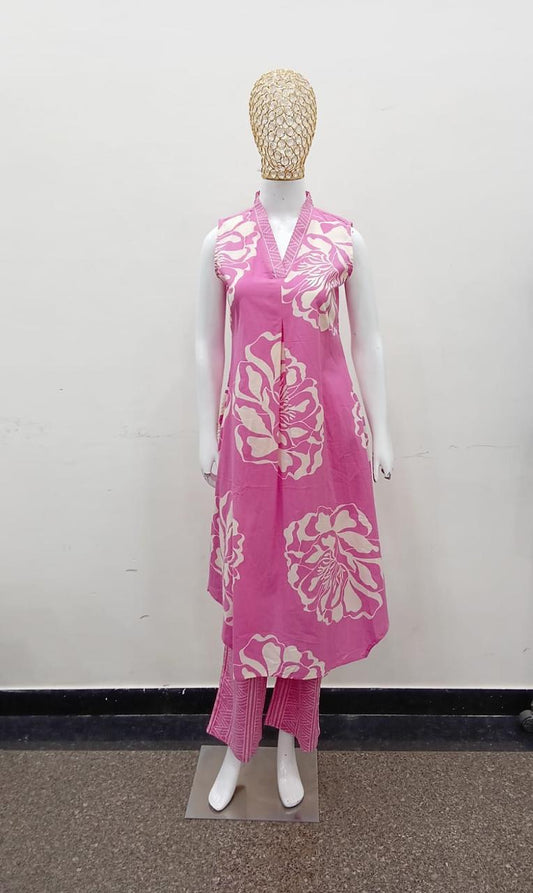 Rose Bloom Sleeveless Kurta Set
