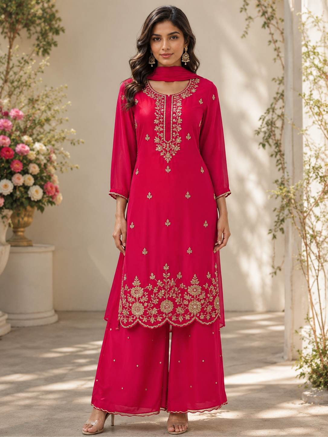 Beautiful pink salwar suits with intricate embroidery