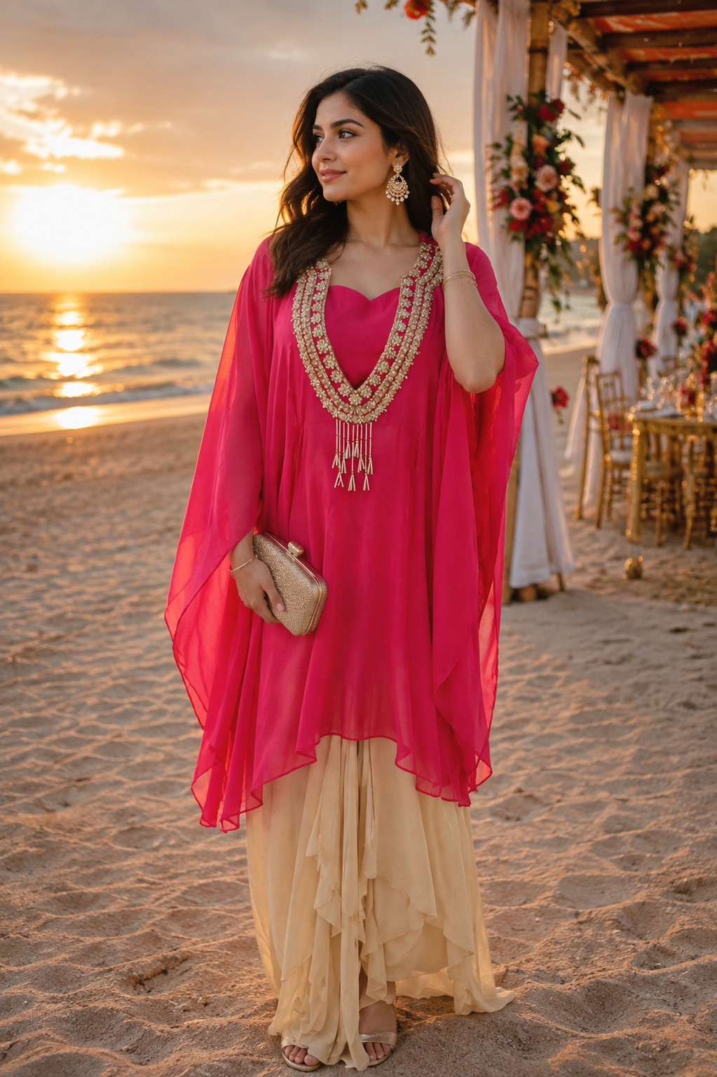 Beautiful Pink and Ivory Indo western set