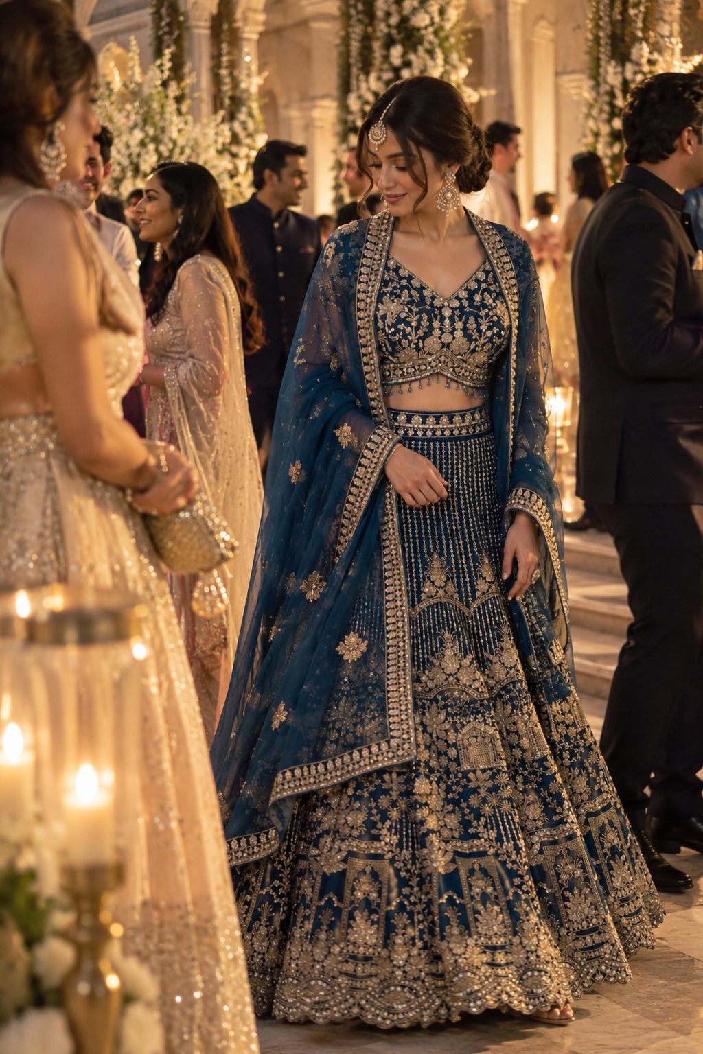 Elegant Deep Blue Bridal lehanga set