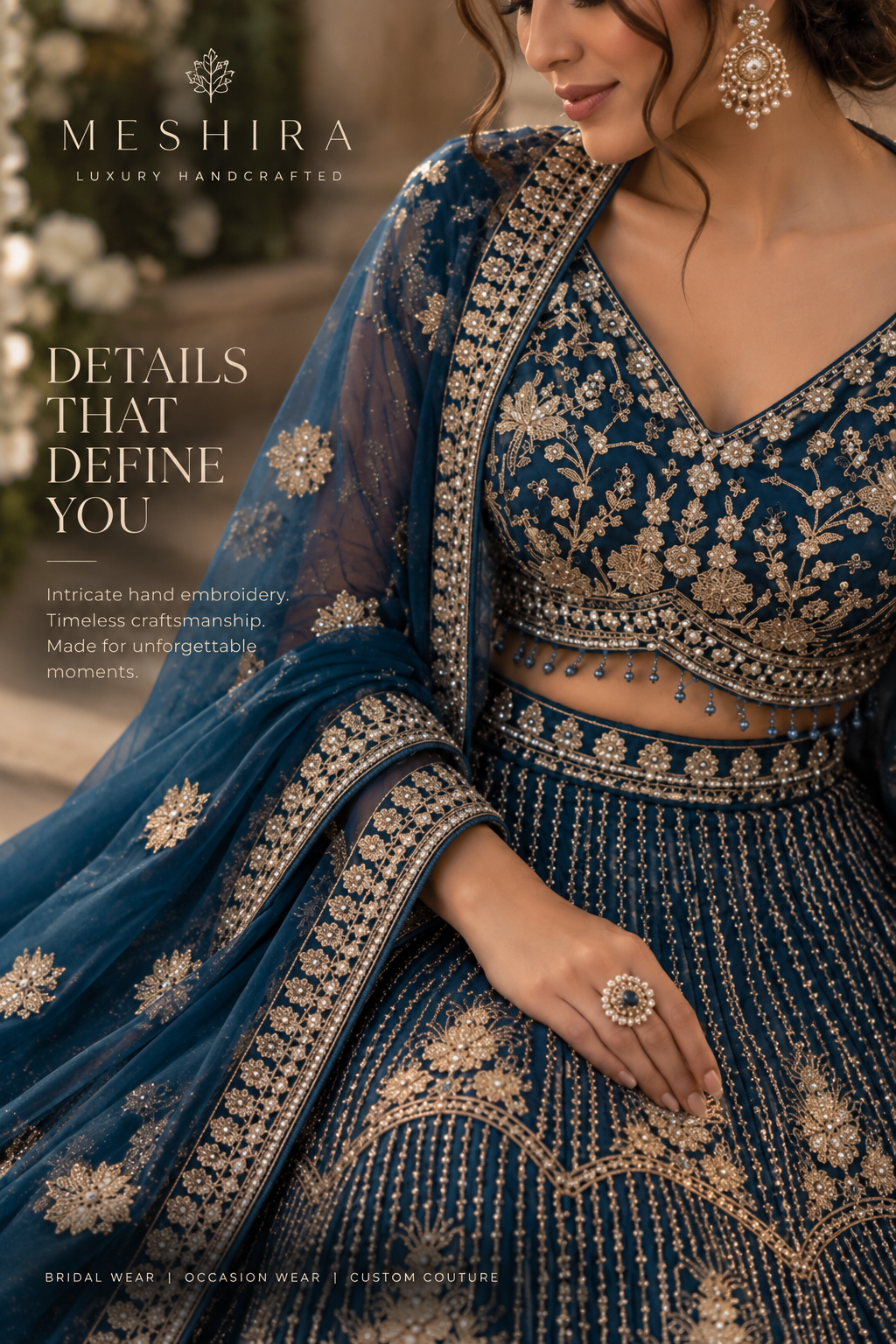 Elegant Deep Blue Bridal lehanga set