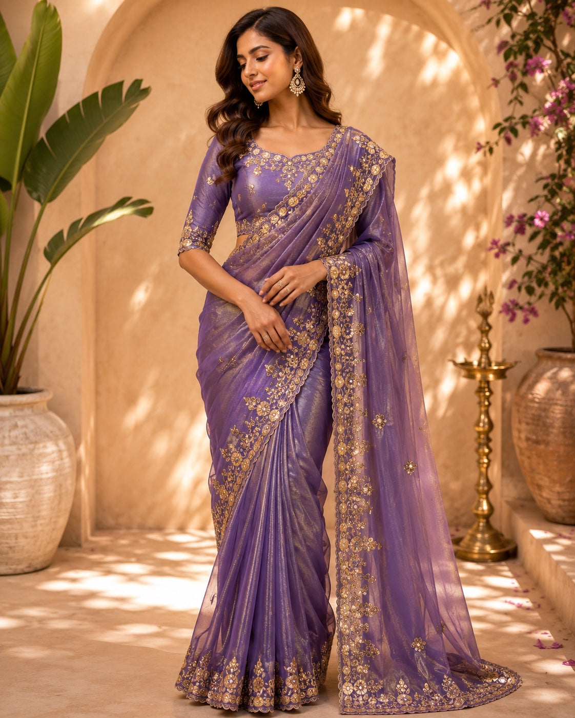 Dreamy lavender designer saree
