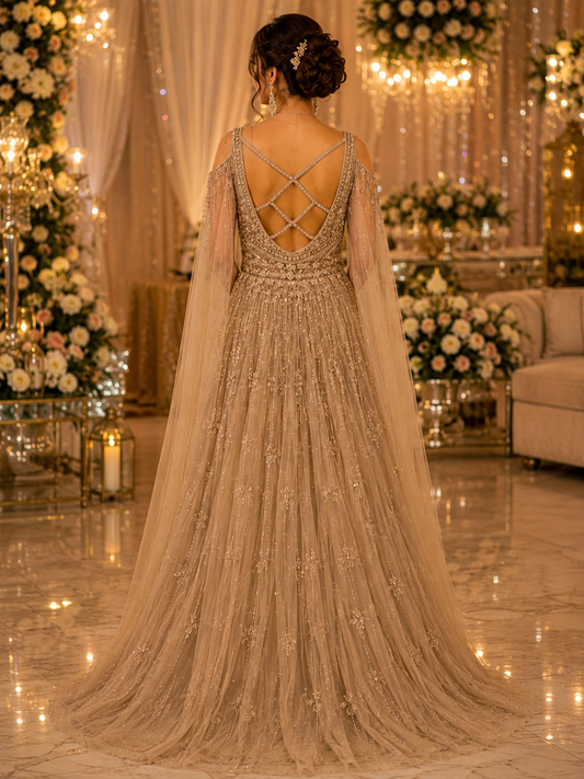 Champagne toned bridal gown