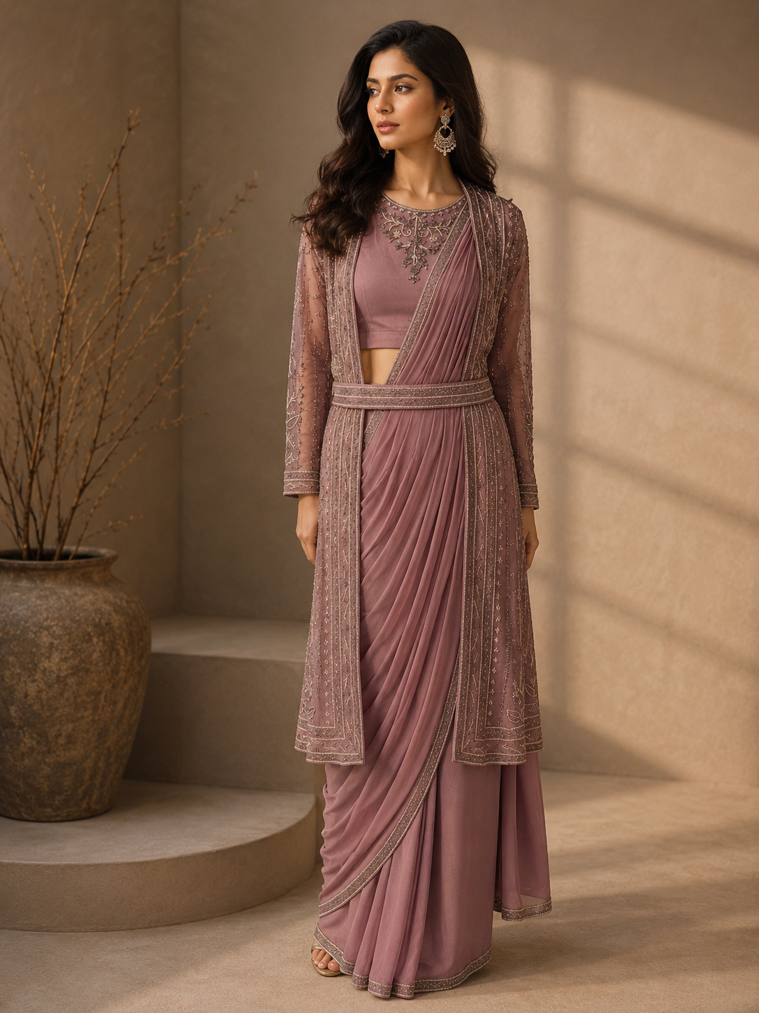 Marvelous mauve designer Saree with Jacket