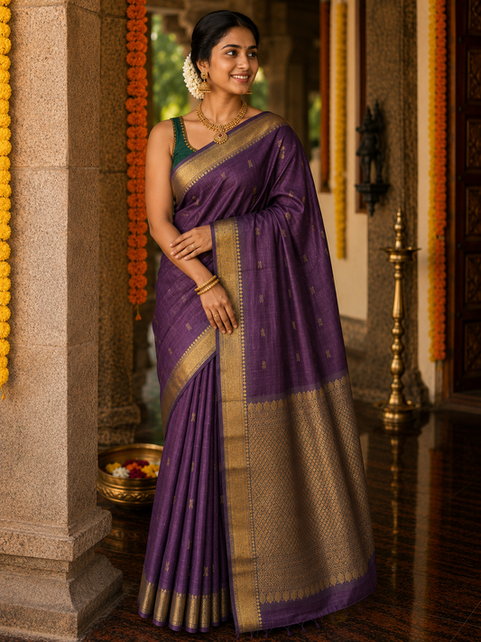 Rich purple silk saree