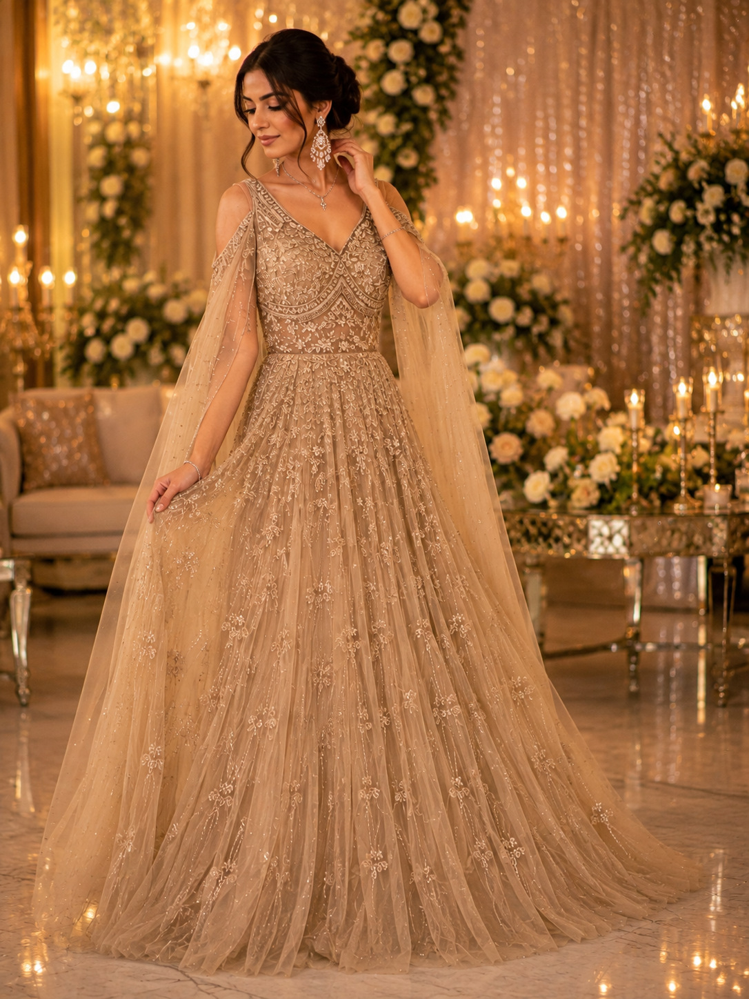 Champagne toned bridal gown