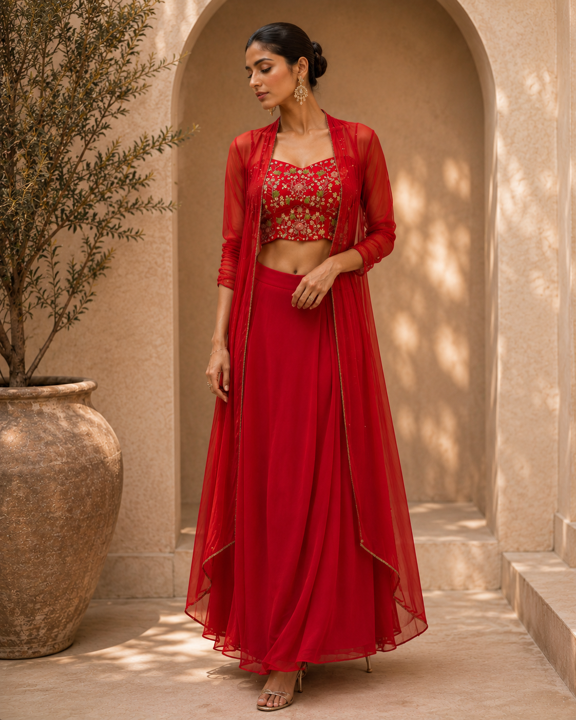 Stunning Red co-ord blouse and skirt.