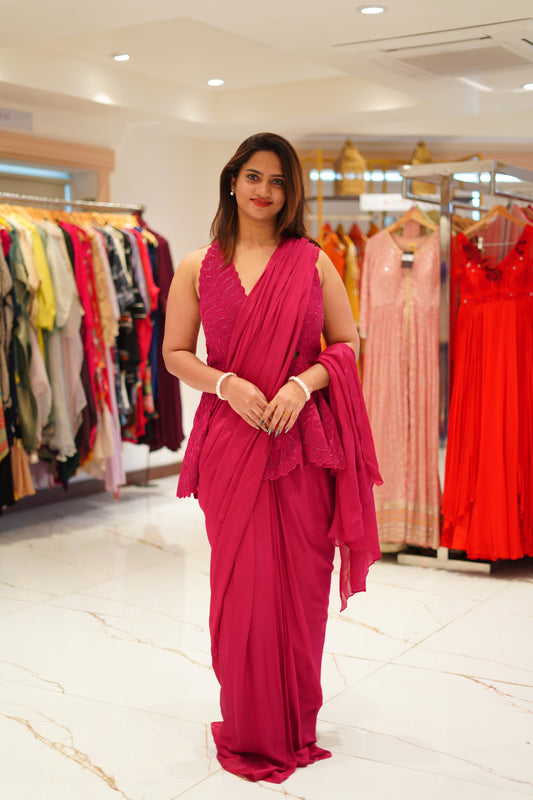 Elegant Magenta Readymade saree