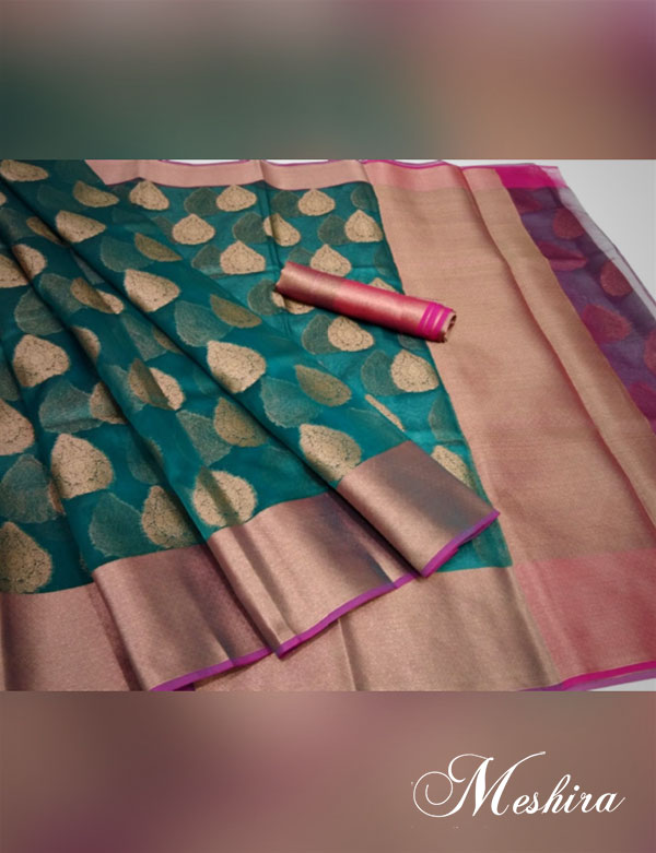 Semi Kora Silk Saree with Weaving All Over – RKG SHOPPING
