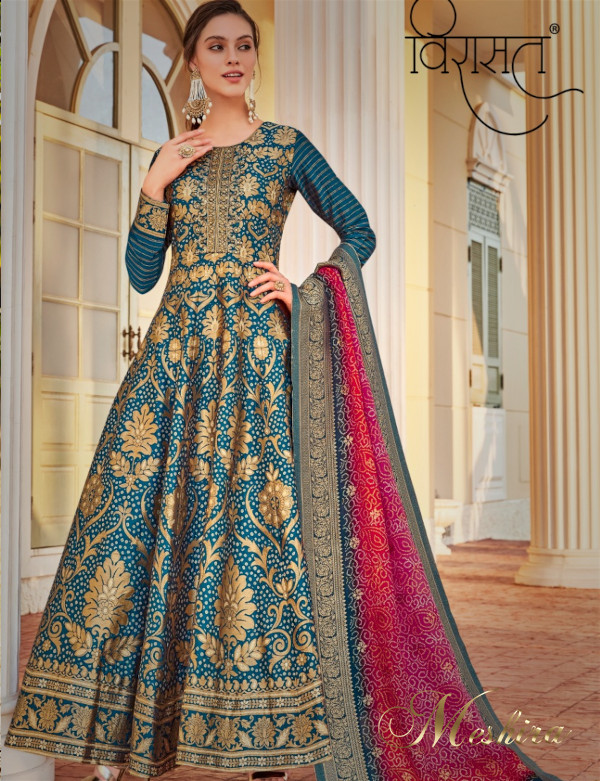 Jennifer winget banarasi silk party wear anarkali 11009 | Indian dresses,  Gowns dresses, Indian fashion dresses