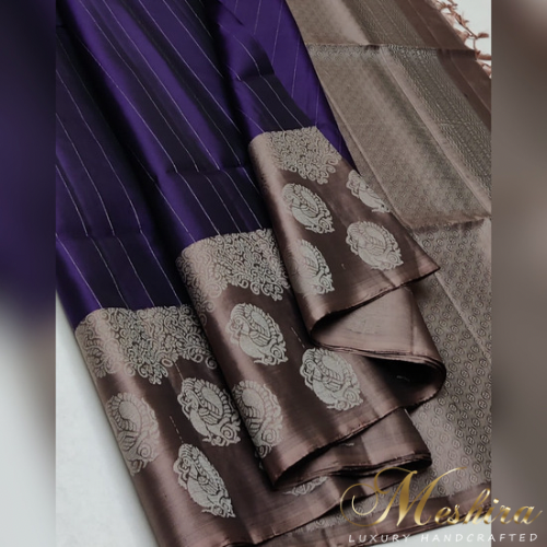 Golden Red & Purple Double Warp Elegance Kanchipuram Handloom Soft Sil –  Capell Haute Couture